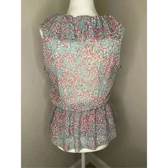 Bongo Juniors M Floral Flutter Sleeve V-Neck Blouse Multicolor Casual - Picture 3 of 5